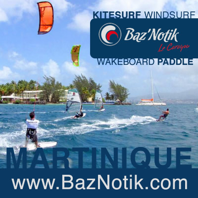 Kitesurf et windsurf devant le Carayou, Martinique